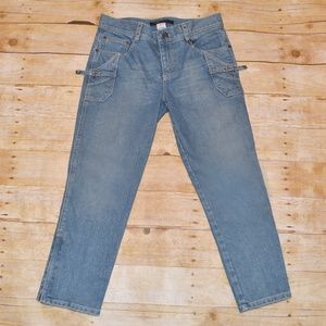 MARC JACOBS Medium Wash Ankle Zip Cropped Carpenter Jeans Size 6